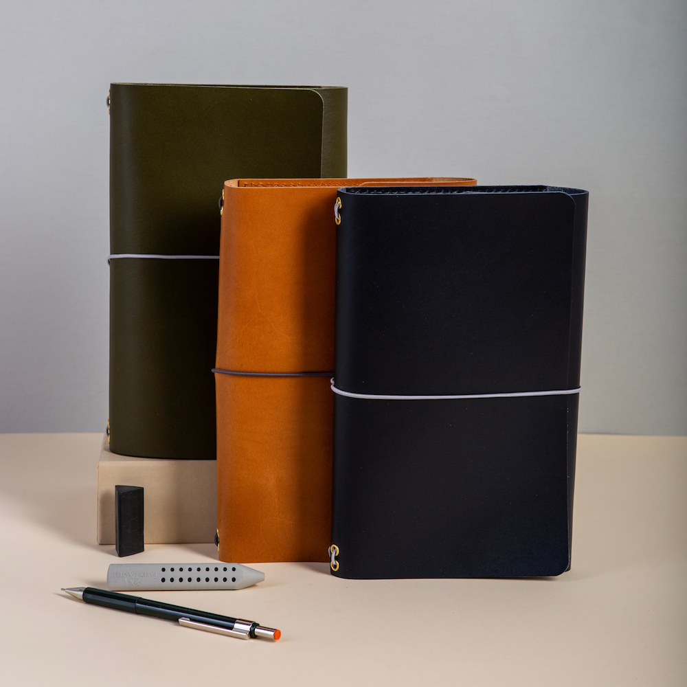 Trifold Leather Journal CARRY ALL/ Deep Blue - Image 4