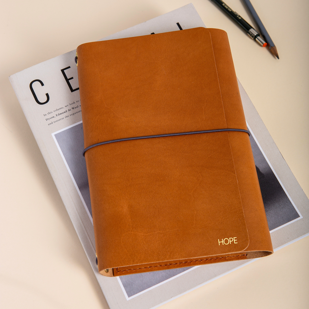 Trifold Leather Journal CARRY ALL/ Tanned - Image 4