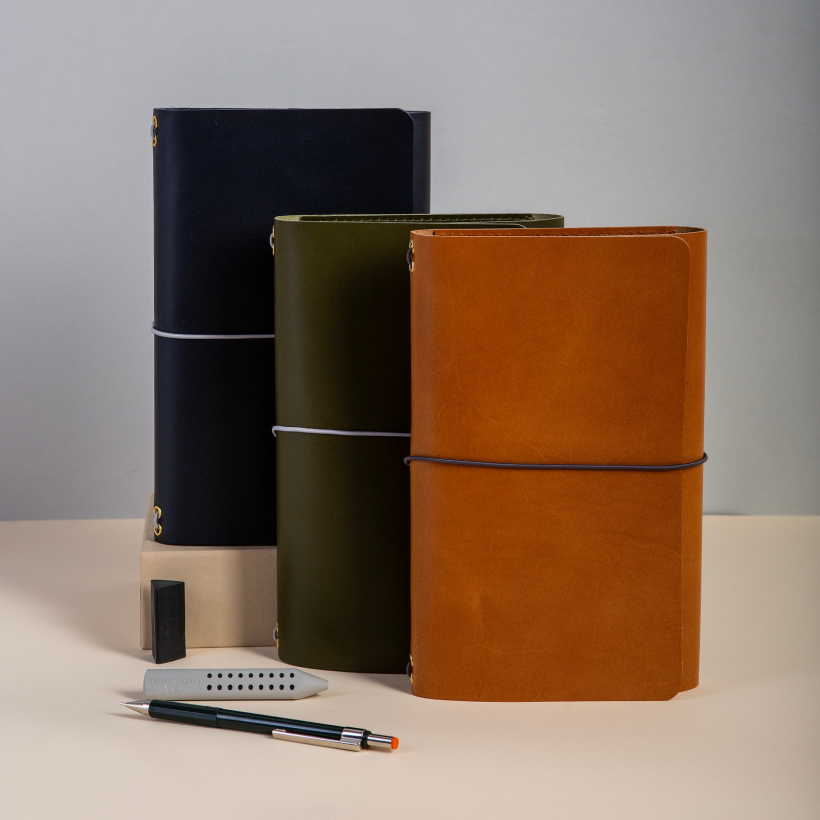 Trifold Leather Journal CARRY ALL/ Tanned