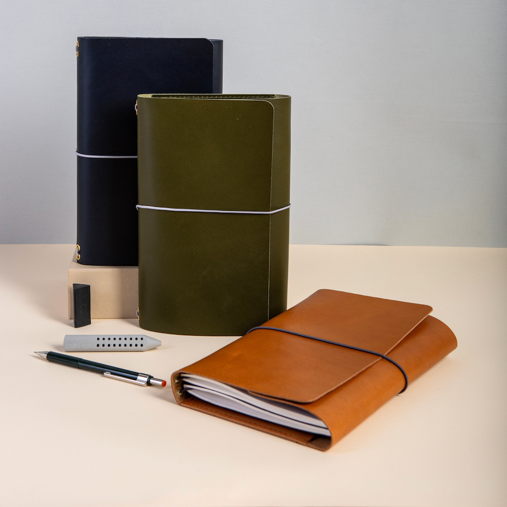 Trifold Leather Journal CARRY ALL/ Deep Blue - Image 5