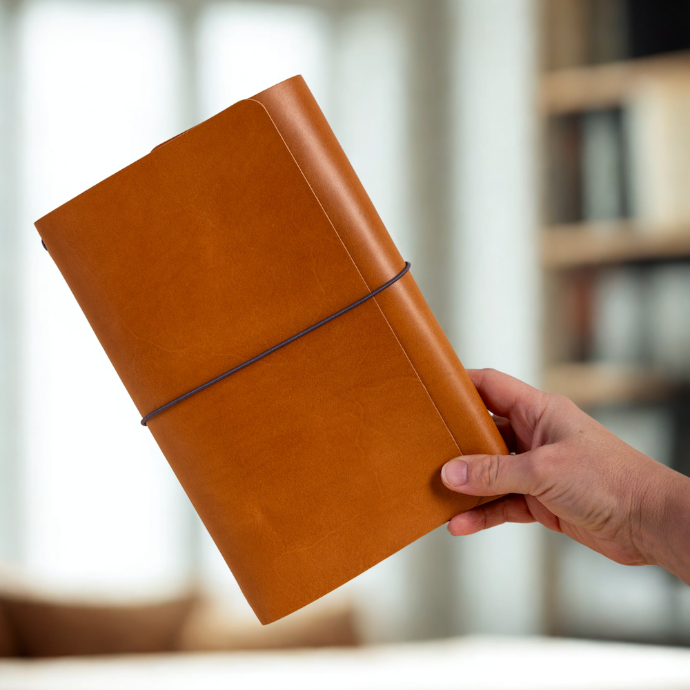 Trifold Leather Journal CARRY ALL/ Tanned - Image 6