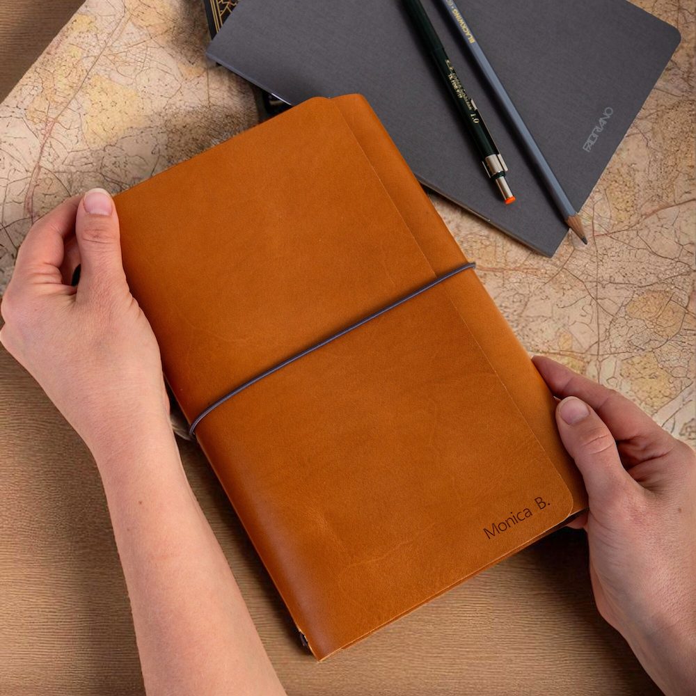 Trifold Leather Journal CARRY ALL/ Tanned - Image 5
