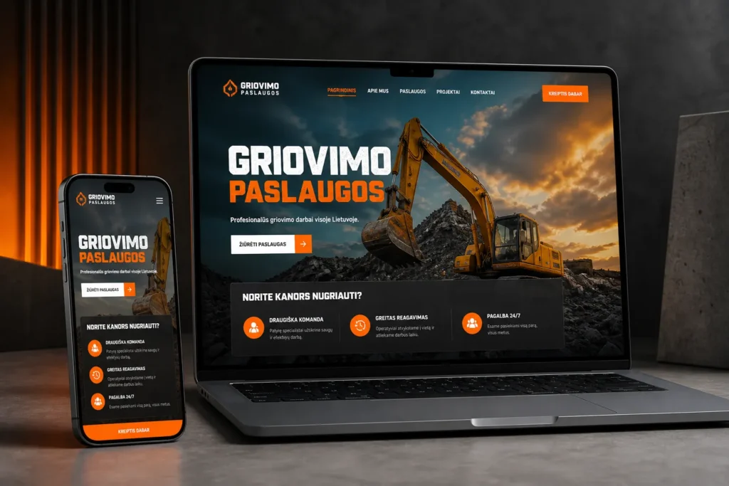 Griovimo paslaugų svetainės kūrimas ir Google Ads
