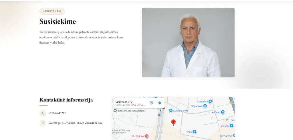 GIA Klinikos kontaktų puslapis