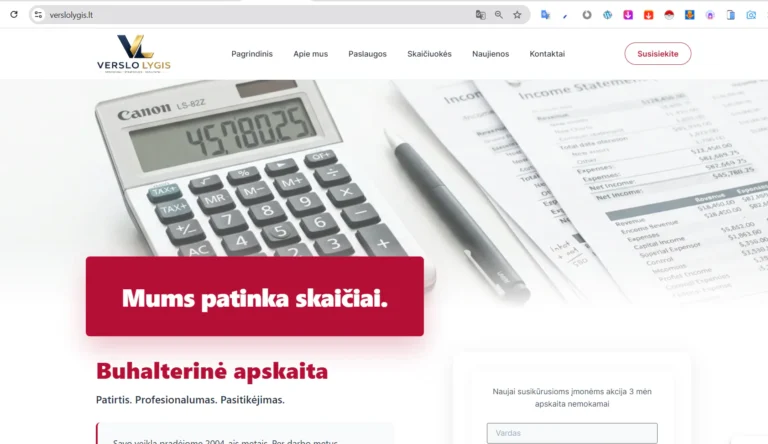 Buhalterinės apskaitos svetainė — Buhalterinių paslaugų svetainė su individualiomis mokesčių skaičiuoklėmis