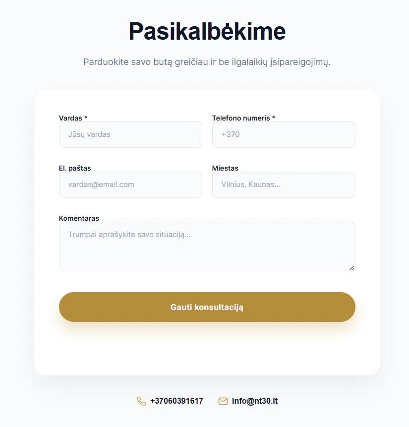 NT30 kontaktų forma