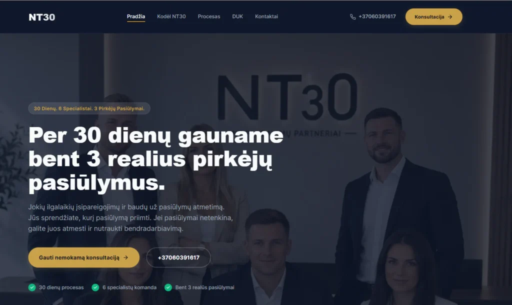 NT30 nekilnojamojo turto svetainės kūrimas