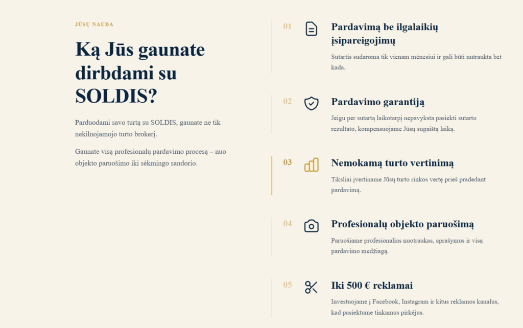 SOLDIS nauda klientui